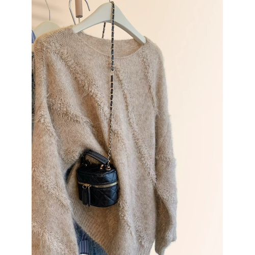 美拉德羊駝毛套頭毛衣女秋冬季加厚寬松慵懶歐貨羊駝絨打底針織衫