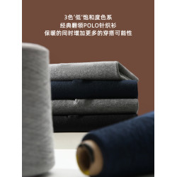 BGYO鹿起 美式休閒長袖POLO領綿羊毛衫男翻領自髮熱保暖針織上衣