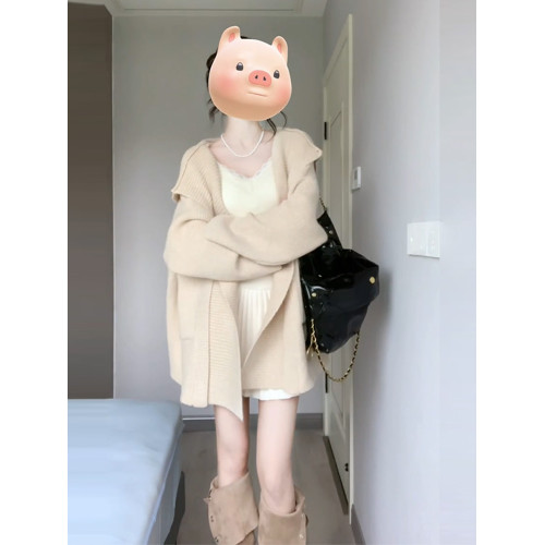 早秋高級慵懶風針織毛衣開衫外套女秋冬季2025新款小個子寬松上衣