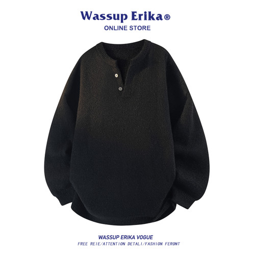 WASSUP ERIKA美式亨利領毛衣男秋冬2025新款針織衫外套內搭毛線衣 WASSUP ERIKA美式亨利領毛衣男秋冬2025新款針織衫外套內搭毛線衣