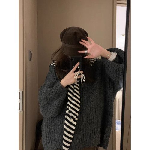 慵懶風粗線燈籠袖毛衣女寬松2025秋冬高級感軟糯針織上衣外穿加厚