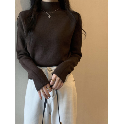 東北秋冬毛衣女加絨加厚一體絨內搭半高領套頭打底針織衫保暖上衣