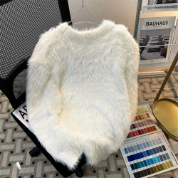 仿貂絨毛衣男冬季款美式復古cleanfit寬松休閒加厚保暖墊肩針織衫