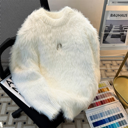 仿貂絨毛衣男冬季款美式復古cleanfit寬松休閒加厚保暖墊肩針織衫 仿貂絨毛衣男冬季款美式復古cleanfit寬松休閒加厚保暖墊肩針織衫