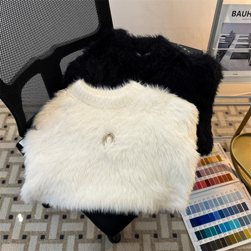 仿貂絨毛衣男冬季款美式復古cleanfit寬松休閒加厚保暖墊肩針織衫 仿貂絨毛衣男冬季款美式復古cleanfit寬松休閒加厚保暖墊肩針織衫