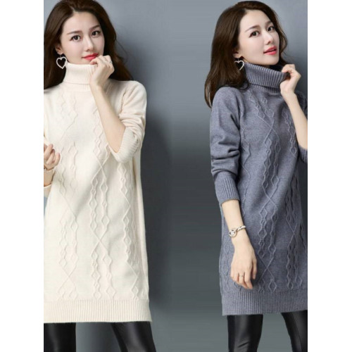 2025新款款百搭加絨高領毛衣冬季女裝翻領加厚保暖包臀針織打底衫