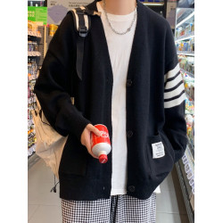 針織開衫外套男高級感美式復古慵懶風毛衣秋冬款青少年帥氣毛線衣