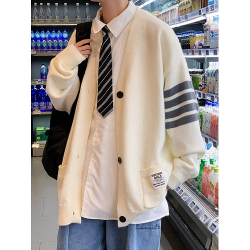 針織開衫外套男高級感美式復古慵懶風毛衣秋冬款青少年帥氣毛線衣 針織開衫外套男高級感美式復古慵懶風毛衣秋冬款青少年帥氣毛線衣