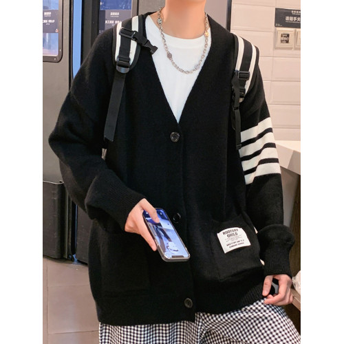 針織開衫外套男高級感美式復古慵懶風毛衣秋冬款青少年帥氣毛線衣 針織開衫外套男高級感美式復古慵懶風毛衣秋冬款青少年帥氣毛線衣