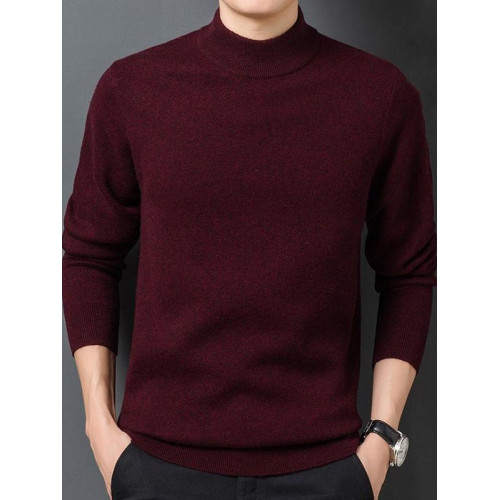 鄂爾多市超暖絨衫男加厚毛衣寬松本命年半高領100%純毛衫抗起球