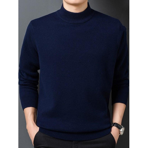 鄂爾多市超暖絨衫男加厚毛衣寬松本命年半高領100%純毛衫抗起球