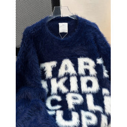 秋冬款水貂毛慵懶風毛衣男女寬松美式復古潮牌情侶針織衫上衣外套