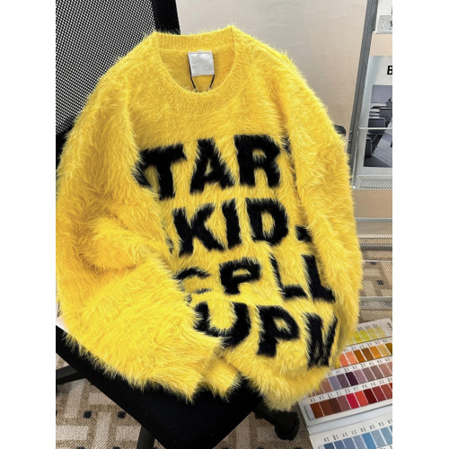 秋冬款水貂毛慵懶風毛衣男女寬松美式復古潮牌情侶針織衫上衣外套 秋冬款水貂毛慵懶風毛衣男女寬松美式復古潮牌情侶針織衫上衣外套