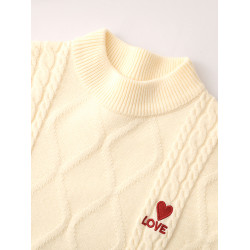 本命年紅色毛衣情侶款冬裝愛心刺綉男女款針織衫韓版大碼百搭上衣