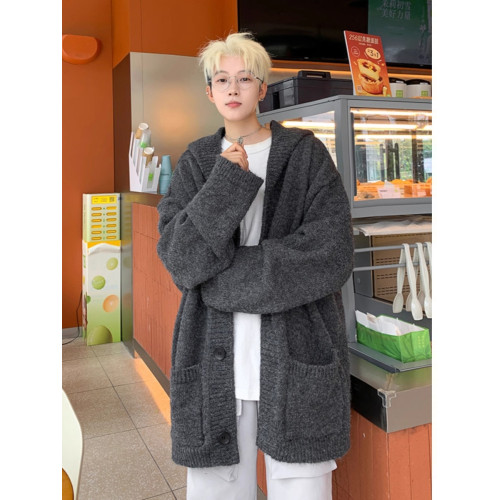 特大碼300斤連帽開衫毛衣男女裝秋冬慵懶風寬松休閒針織外套上衣2