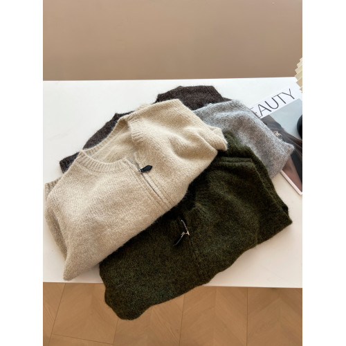 百搭基礎簡約拉鍊開衫針織馬甲女寬松小衆減齡學生氣質毛衣背心秋