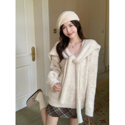 morning bloom披肩兩件套長袖針織衫毛衣女秋冬軟糯內搭加厚上衣