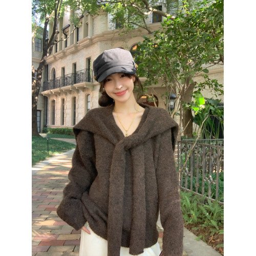 morning bloom披肩兩件套長袖針織衫毛衣女秋冬軟糯內搭加厚上衣