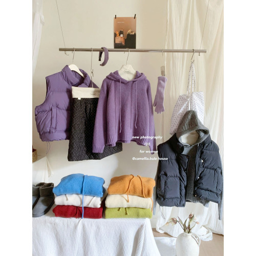 復古松弛感加厚鏤空連帽軟糯毛衣女冬外穿內搭季法慵懶減齡針織衫