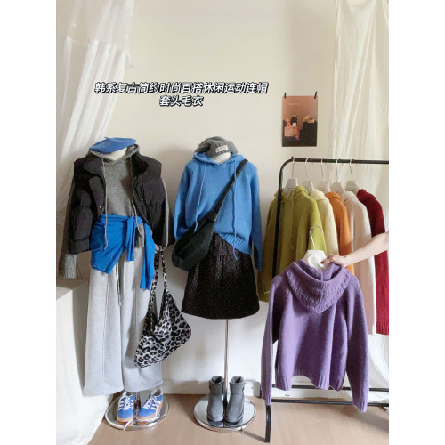 復古松弛感加厚鏤空連帽軟糯毛衣女冬外穿內搭季法慵懶減齡針織衫