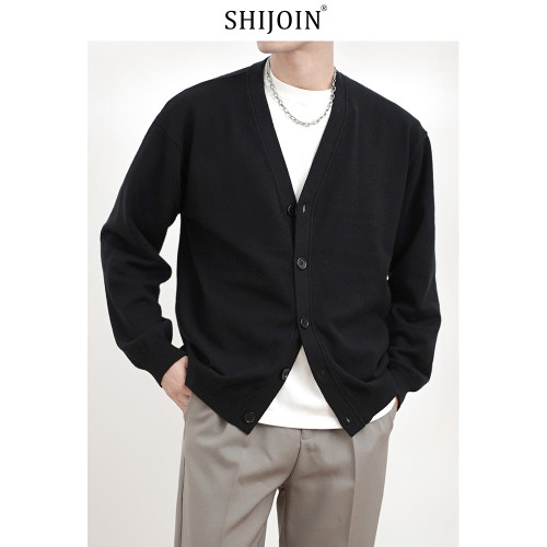 SHIJOIN 原創FUNDAJOIN黑色針織毛衣開衫休閒短200118寬鬆v領外套