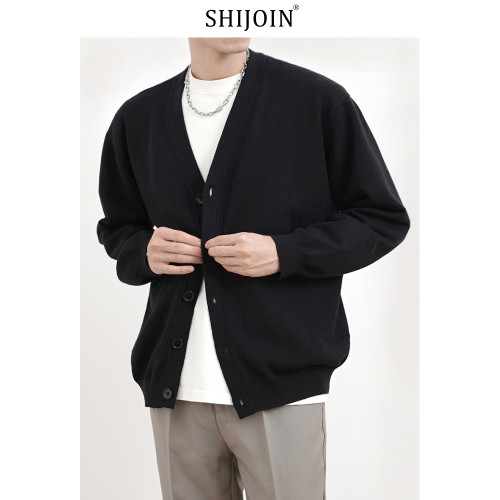 SHIJOIN 原創FUNDAJOIN黑色針織毛衣開衫休閒短200118寬鬆v領外套