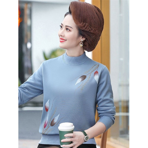 媽媽秋冬裝加絨加厚打底衫寬松大碼中老年人冬季保暖毛衣女上衣服