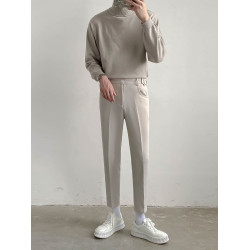 ZPZ秋冬季內搭上衣純色打底衫 男套頭半高領毛衣高級感長袖針織衫