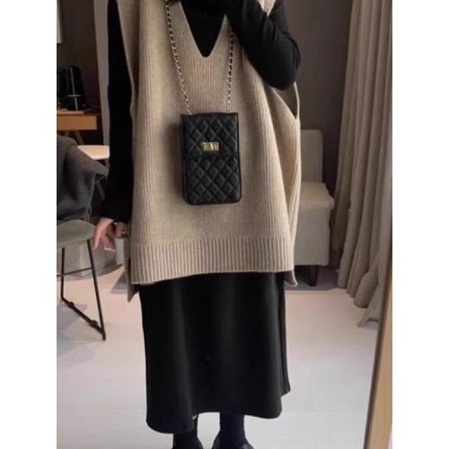 胖MM大碼歐洲站v領寬松慵懶針織馬甲女秋冬300斤曡穿背心無袖毛衣