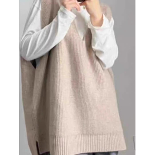 胖MM大碼歐洲站v領寬松慵懶針織馬甲女秋冬300斤曡穿背心無袖毛衣