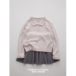 奶油少女娃娃領毛衣女2025秋季新款韓系減齡軟糯顯瘦小個子上衣