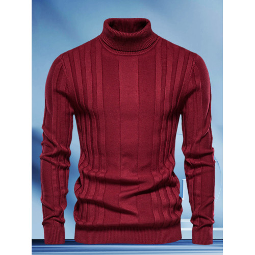 毛衣男2025春秋冬新款高領休閒套頭針織衫男士純色修身保暖打底衫