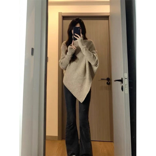 不規則高領毛衣女2024秋冬季新款爆款溫柔韓系慵懶風加厚針織上衣 不規則高領毛衣女2024秋冬季新款爆款溫柔韓系慵懶風加厚針織上衣