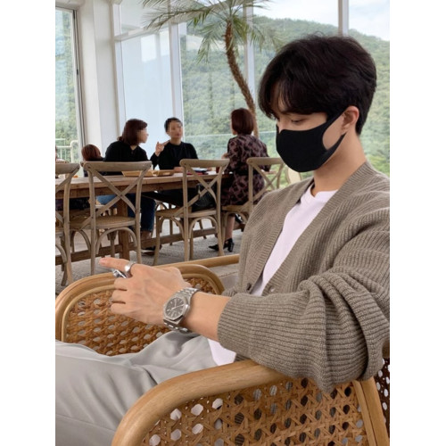 潮牌慵嬾風針織開衫毛衣外套男士秋季韓版休閒寬鬆百搭純色毛線衫