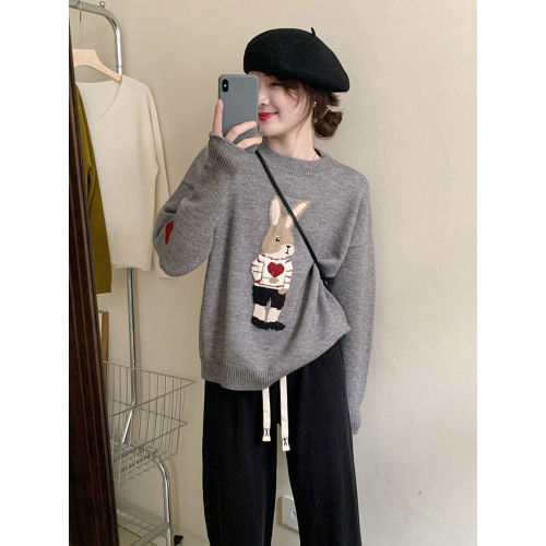 時尚小兔子可愛卡通毛衣2022秋冬新款韓版套頭長袖顯瘦針織衫上衣 時尚小兔子可愛卡通毛衣2022秋冬新款韓版套頭長袖顯瘦針織衫上衣