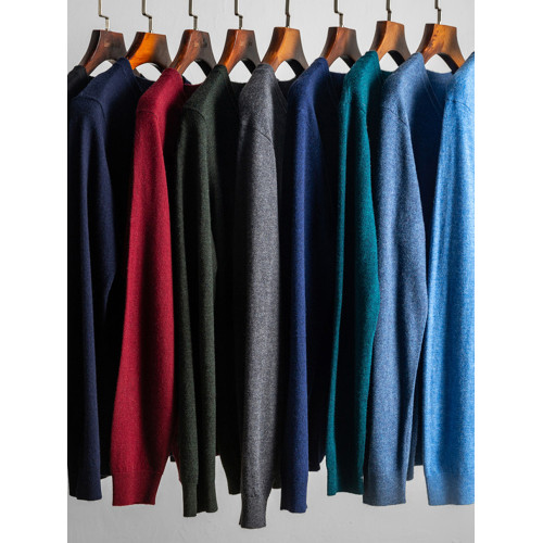 100純絨衫男V領秋季高克重重磅針織毛衫男純色打底加厚內搭毛衣