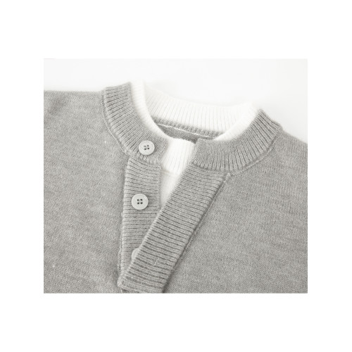 日系假兩件拼接亨利領毛衣男冬季cleanfit寬鬆保暖大碼情侶針織衫