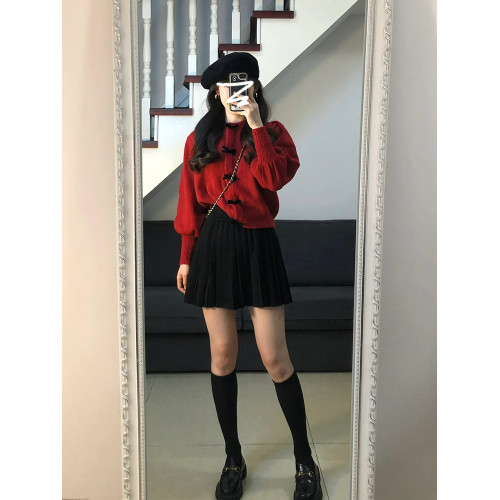 超好看新年紅色毛衣女秋冬2025新款慵懶高級感小個子內搭開衫上衣 超好看新年紅色毛衣女秋冬2025新款慵懶高級感小個子內搭開衫上衣