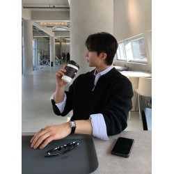 SSUMENAM「老錢風 時髦復古」半拉鍊POLO衫毛衣男秋季繙領針織衫