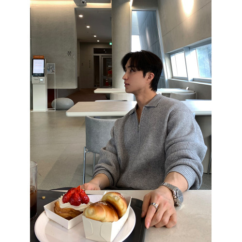 SSUMENAM「老錢風 時髦復古」半拉鍊POLO衫毛衣男秋季繙領針織衫