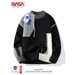 NASA WTAPS毛衣男士針織衫秋冬季青少年毛線衣加絨加厚男款上衣服