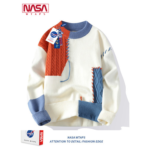 NASA WTAPS毛衣男士針織衫秋冬季青少年毛線衣加絨加厚男款上衣服