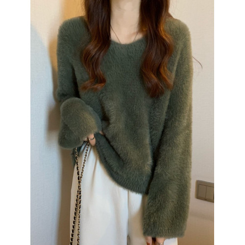 2026超好看寬鬆絨毛衣女洋氣加厚保暖v領內搭長袖打底針織衫上衣