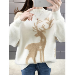 2025年新款加厚毛衣女聖誕爆款秋冬加厚寬松女士打底外穿慵懶洋氣