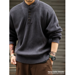 BGYO鹿起 美式復古加厚重磅亨利領毛衣男坦克手套頭保暖針織衫冬