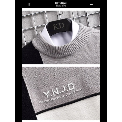 半高領毛衣男款秋冬季加絨加厚拼色針織衫寬松青少年保暖線衣服潮 半高領毛衣男款秋冬季加絨加厚拼色針織衫寬松青少年保暖線衣服潮