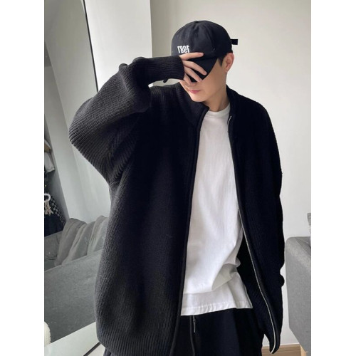 特大碼300斤立領慵懶風開衫針織外套男裝秋冬季港風復古純色毛衣2 特大碼300斤立領慵懶風開衫針織外套男裝秋冬季港風復古純色毛衣2