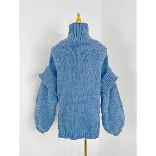 B1033秋冬季新款女裝寬松慵懶風高領毛衣設計感小衆毛衫上衣