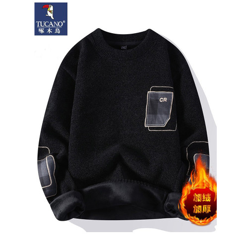 啄木鳥毛衣男士2024新款針織衫韓版寬松加厚加絨保暖衣圓領打底衫 啄木鳥毛衣男士2024新款針織衫韓版寬松加厚加絨保暖衣圓領打底衫