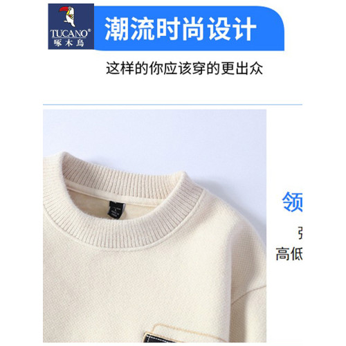 啄木鳥毛衣男士2024新款針織衫韓版寬松加厚加絨保暖衣圓領打底衫 啄木鳥毛衣男士2024新款針織衫韓版寬松加厚加絨保暖衣圓領打底衫